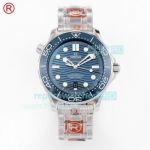 OR Factory Swiss Replica Omega Seamaster 300m Blue Wave Dial 42mm Mens Watch